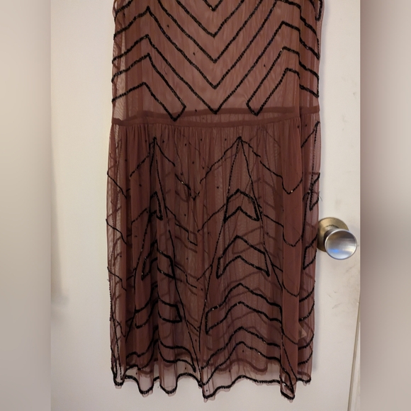 Free People burgundy sheer beaded dress - Picture 3 of 5